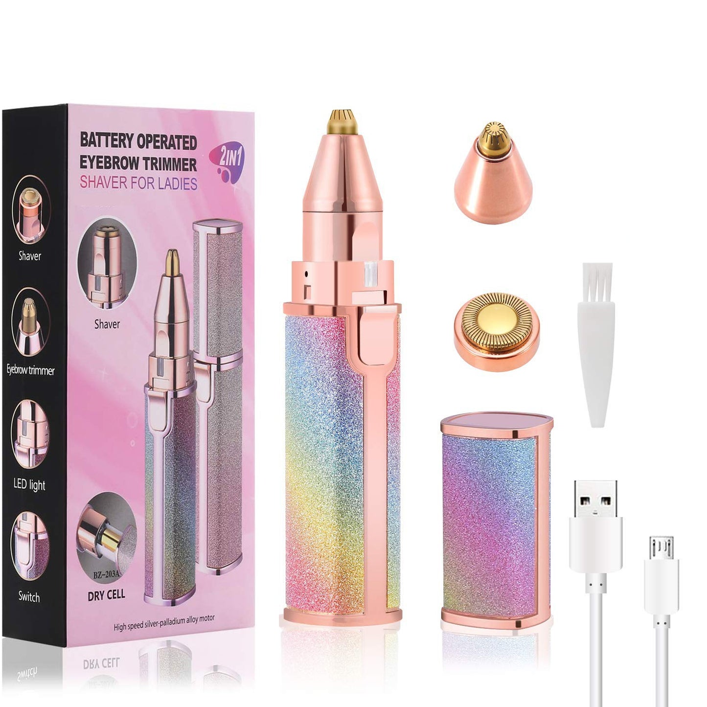 Choosey Eyebrow Trimmer, Rechargeable, 2 In 1 Electric, Makeup Painless Eyebrow Epilator, All Body Shaver Razor, Portable Facial Body Hair Remover