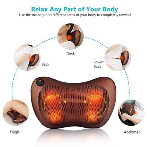 Home And Car Massage Pillow - Back and Neck Massager with Sweat Heat - Electric 3D Deep Tissue Shiatsu Massage Pillow for Chair, Car