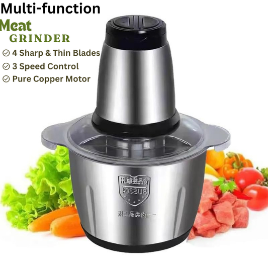 RAF Electric Meat Chopper, Food Processor, 1000W Powerful Qeema Machine for Families and Restaurants, 3Liter - 2Liter Blender/Mixer With High-Speed Motor, 4 Sharp Blades - 2 Speed Modes For Meat & Vegetable - Special Eid Offer