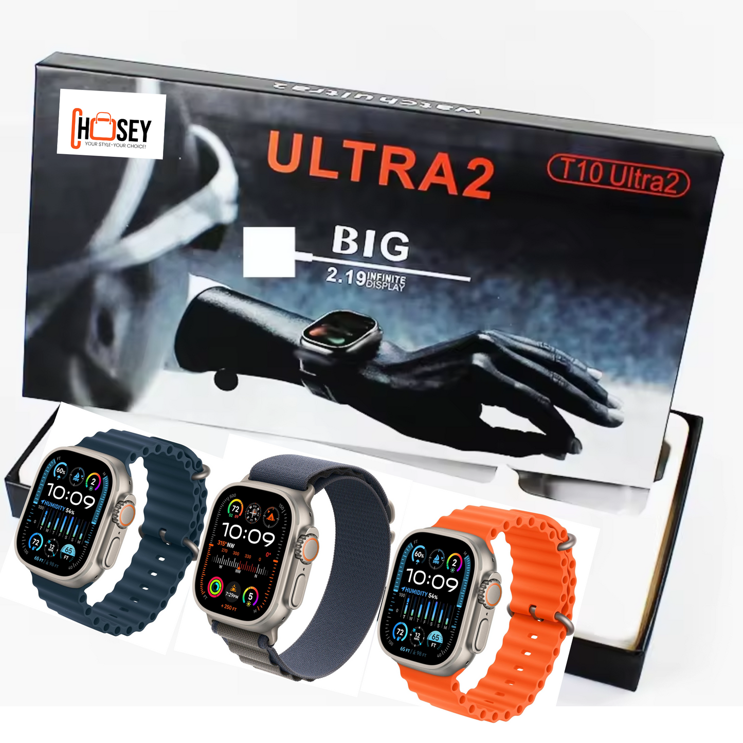 T10 Ultra 2 Smart Watch for Men & Women Latest 2024, 9 Series 49mm Real Dial & Straps Lock, HD Display 2.19”, Answer/Make Calls SmartWatch Ultra Health Monitor